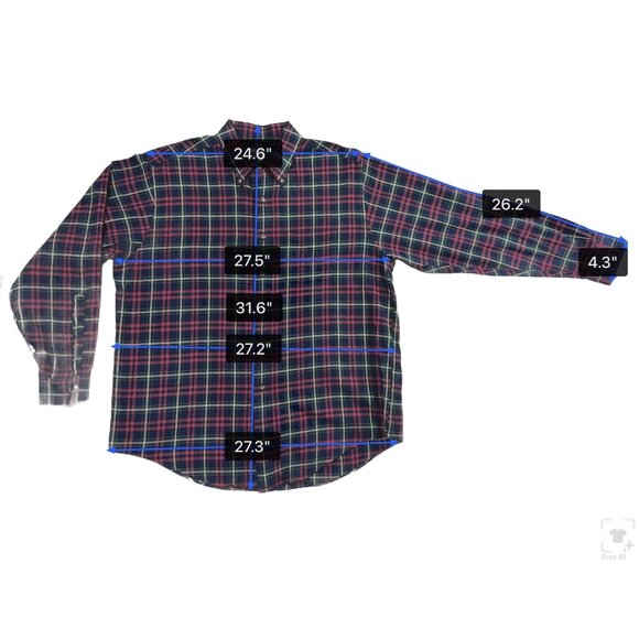 Brooks Brothers Mens Red & Navy Plaid Cotton Button-Up Casual Shirt Size L - Picture 7 of 8